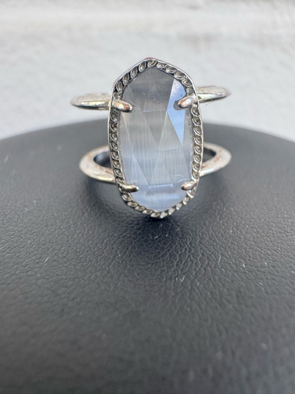 Kendra Scott Elyse Silver & Grey Cats Eye Double Banded Ring